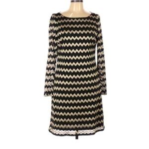 Nine West black & gold chevron cocktail dress